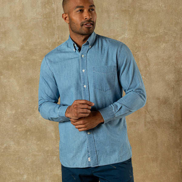 Denim Twill Sport Shirt - Dustin Solid - Denim