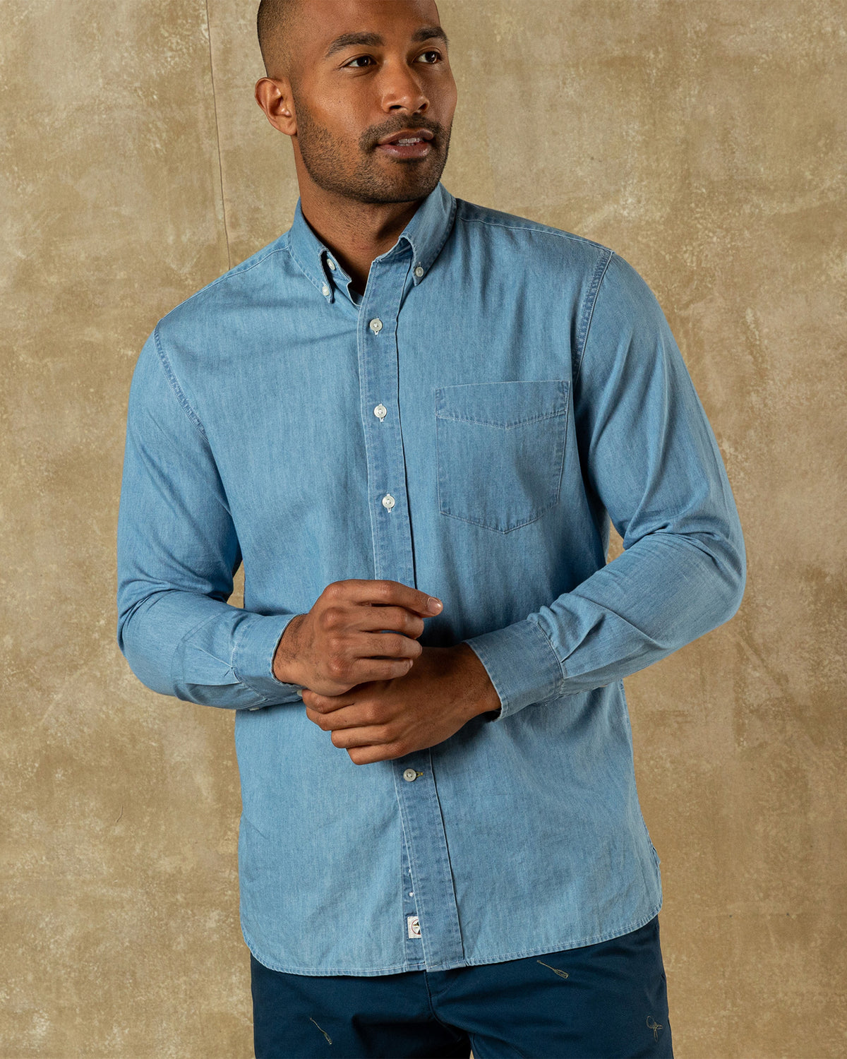 Denim Twill Sport Shirt - Dustin Solid - Denim
