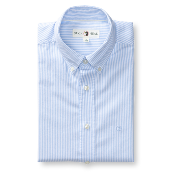 Cotton Oxford Sport Shirt - Collins Stripe - Serenity Blue