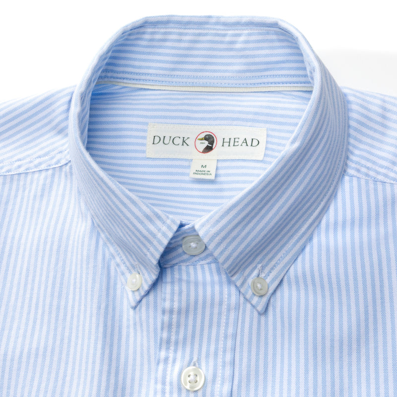 Cotton Oxford Sport Shirt - Collins Stripe - Serenity Blue