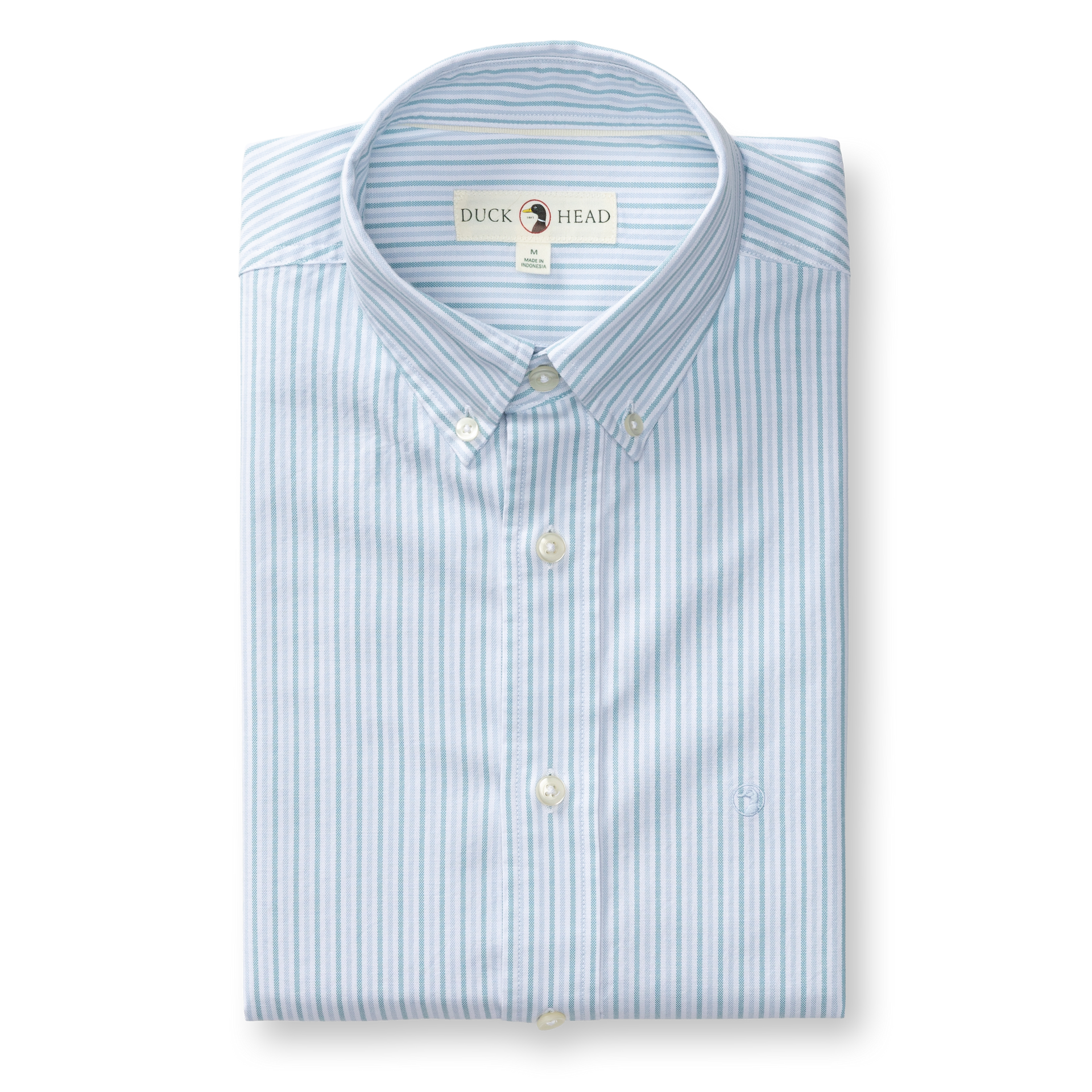 Cotton Oxford Sport Shirt - Collins Stripe - Lake Blue