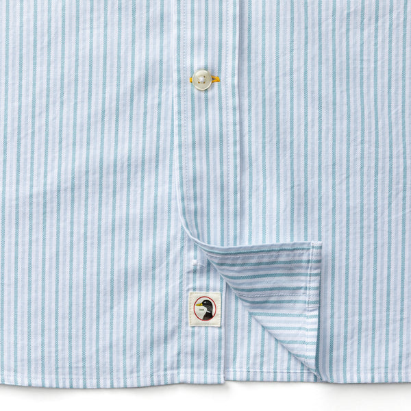 Cotton Oxford Sport Shirt - Collins Stripe - Lake Blue