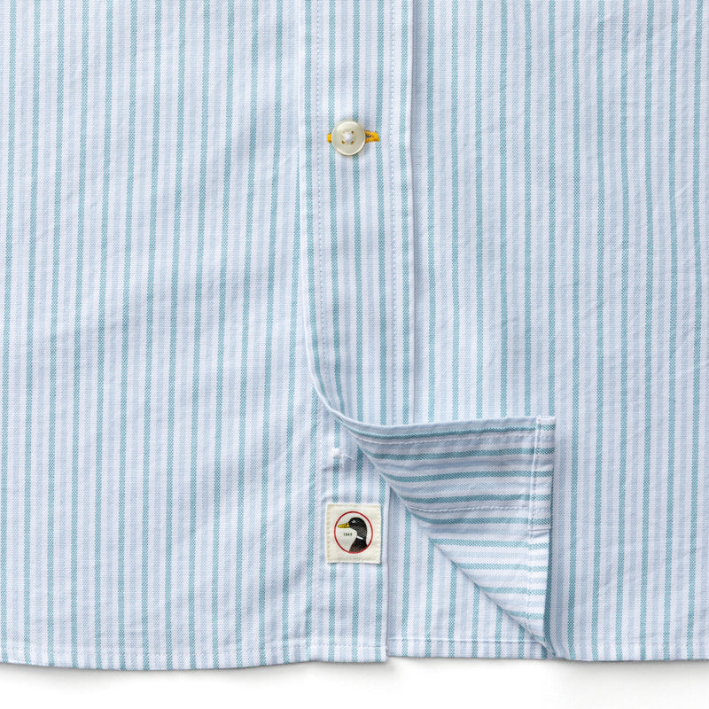 Cotton Oxford Sport Shirt - Collins Stripe - Lake Blue