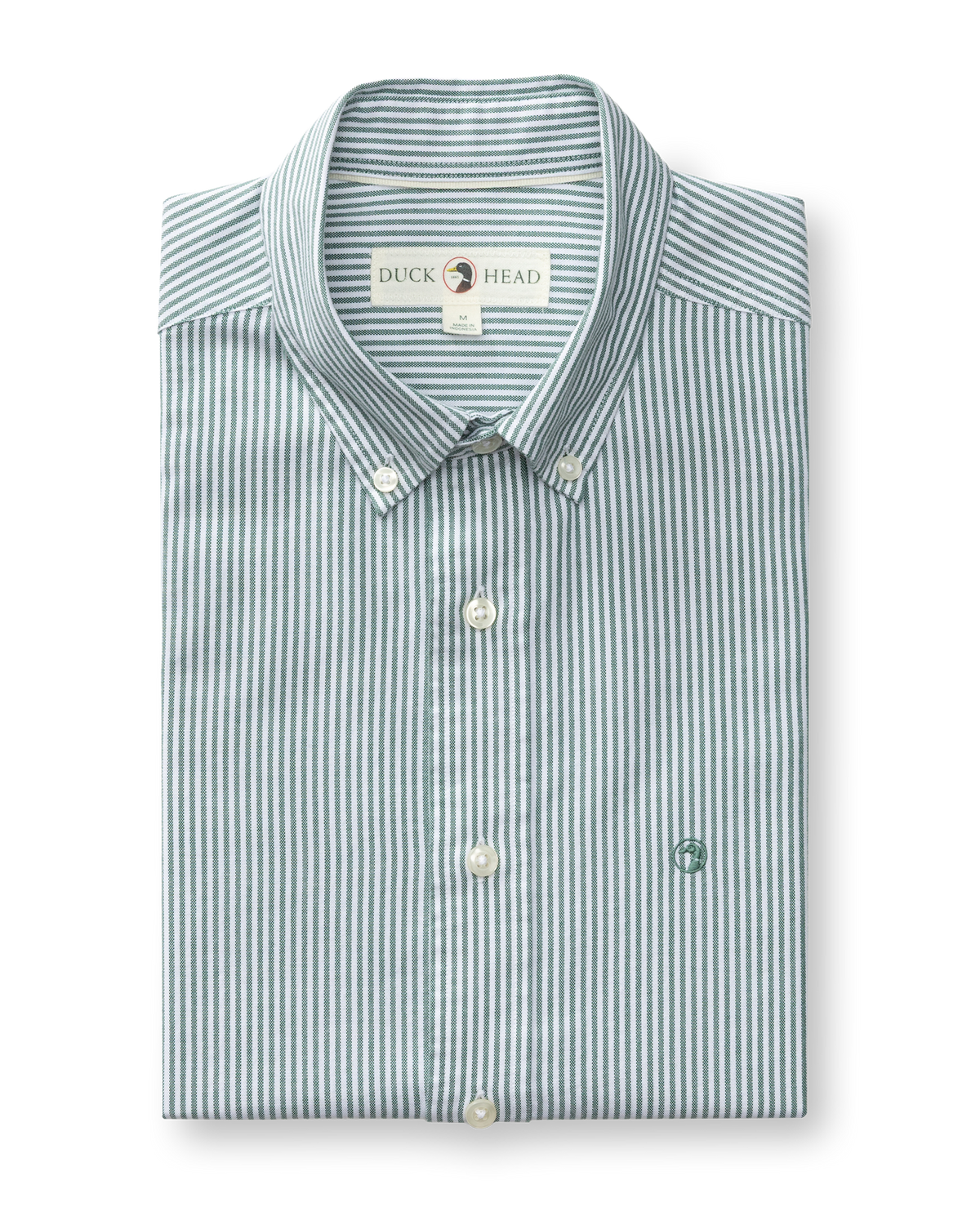 Cotton Oxford Sport Shirt - Collins Stripe - Hunter Green