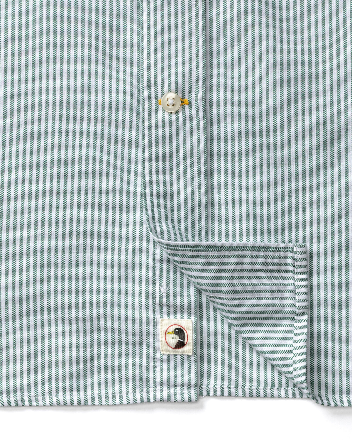 Cotton Oxford Sport Shirt - Collins Stripe - Hunter Green