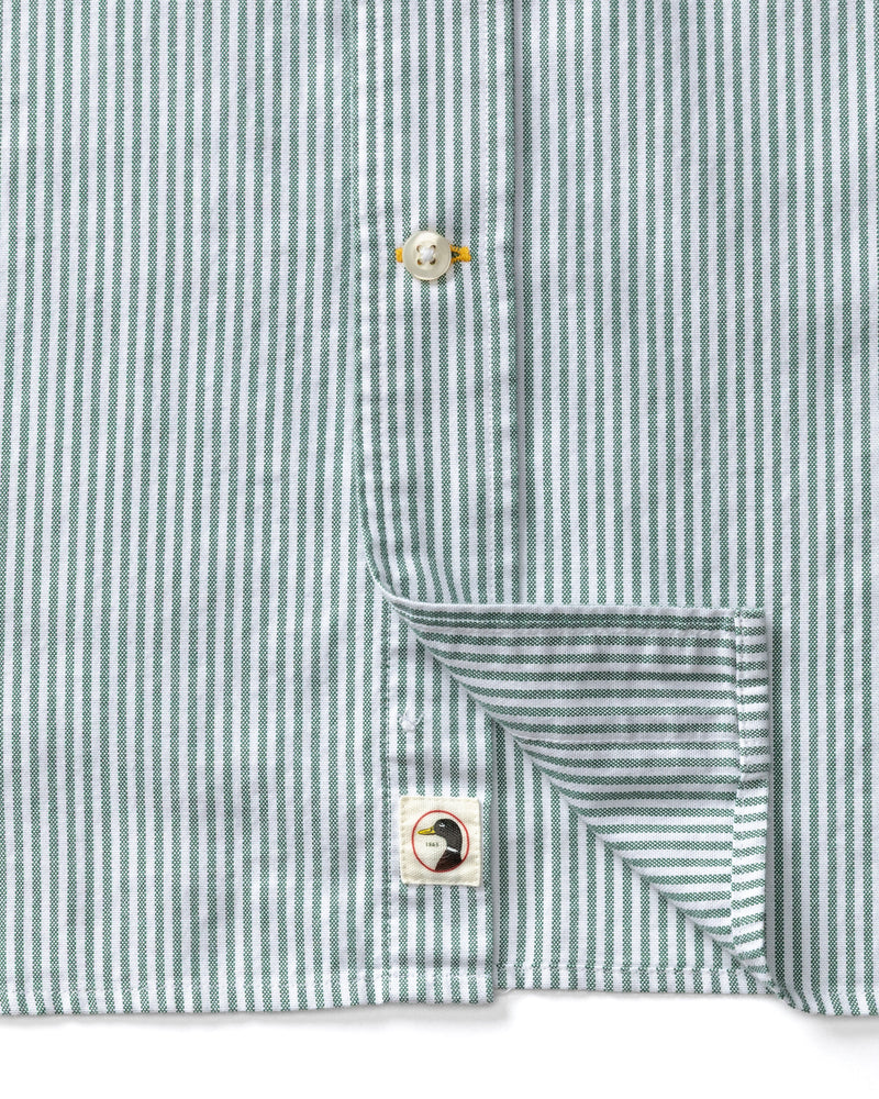 Cotton Oxford Sport Shirt - Collins Stripe - Hunter Green
