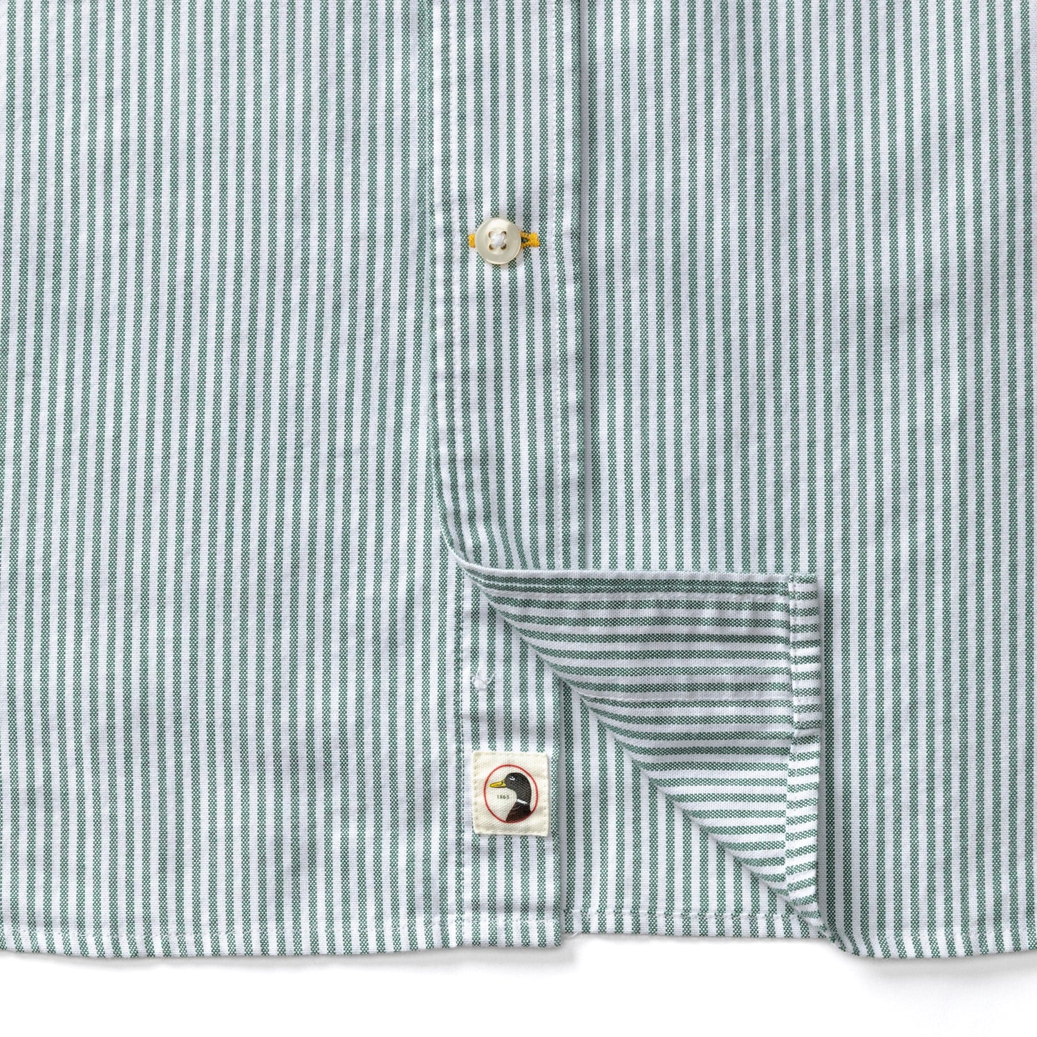 Cotton Oxford Sport Shirt - Collins Stripe - Hunter Green