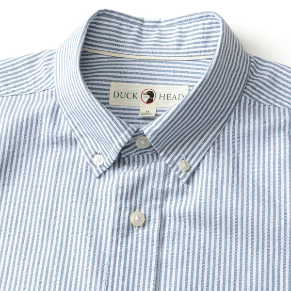 Cotton Oxford Sport Shirt - Collins Stripe - Teal Blue