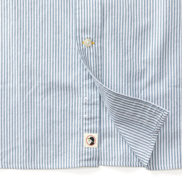 Cotton Oxford Sport Shirt - Collins Stripe - Teal Blue