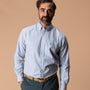 Cotton Oxford Sport Shirt - Collins Stripe - Teal Blue