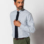 Cotton Oxford Sport Shirt - Collins Stripe - Teal Blue