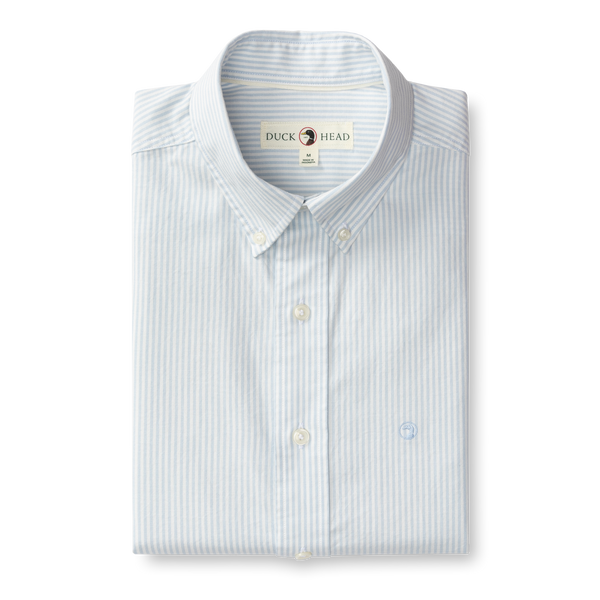 Cotton Oxford Sport Shirt - Collins Stripe - Light Blue