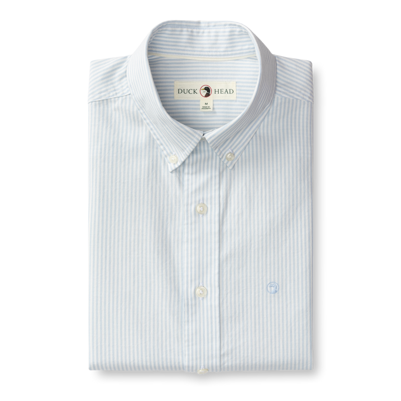 Cotton Oxford Sport Shirt - Collins Stripe - Light Blue