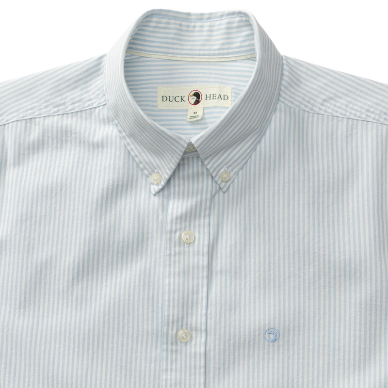 Cotton Oxford Sport Shirt - Collins Stripe - Light Blue