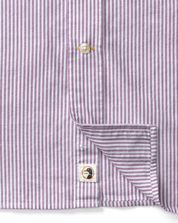 Cotton Oxford Sport Shirt - Collins Stripe - Aubergine