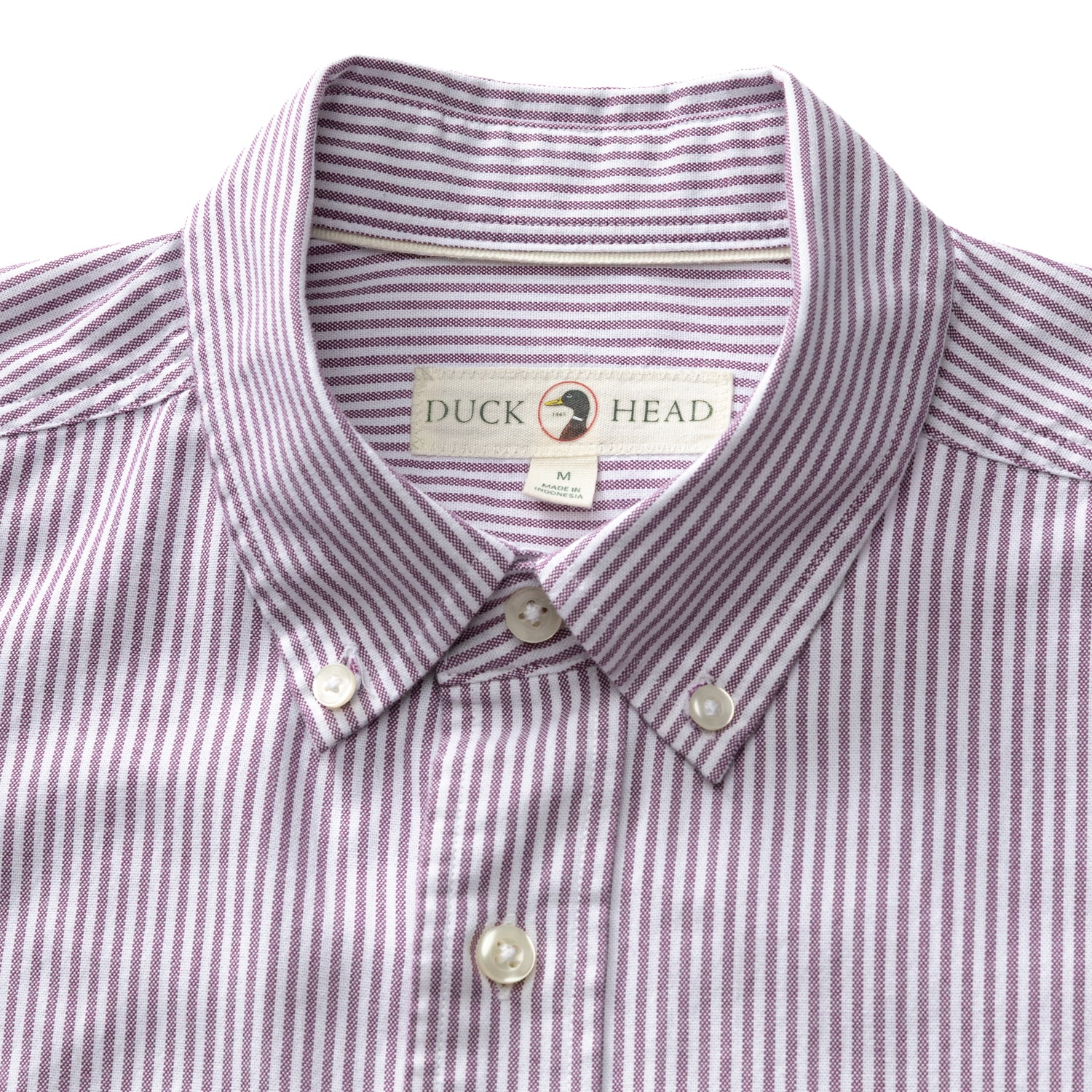 Cotton Oxford Sport Shirt - Collins Stripe - Aubergine