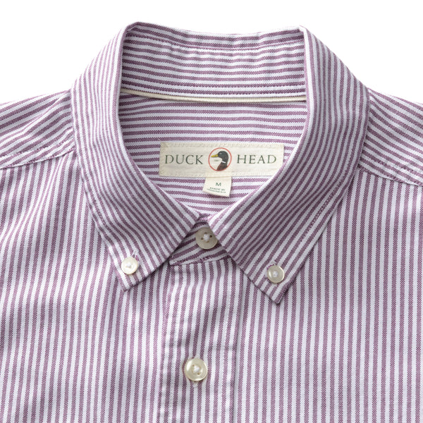 Cotton Oxford Sport Shirt - Collins Stripe - Aubergine