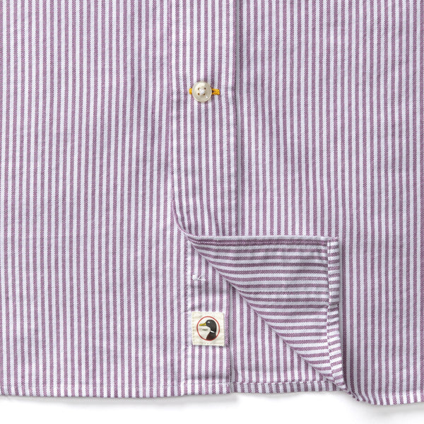 Cotton Oxford Sport Shirt - Collins Stripe - Aubergine