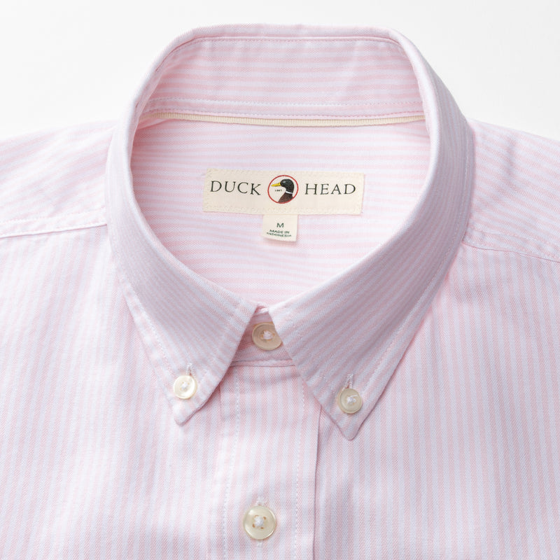 Cotton Oxford Sport Shirt - Collins Stripe - Pale Pink