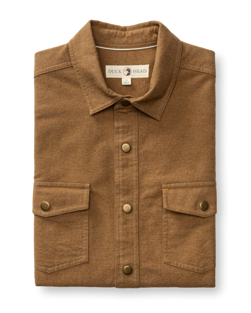 Brushed Canvas Snap Shirt - Pyne Solid - Bronze Brown