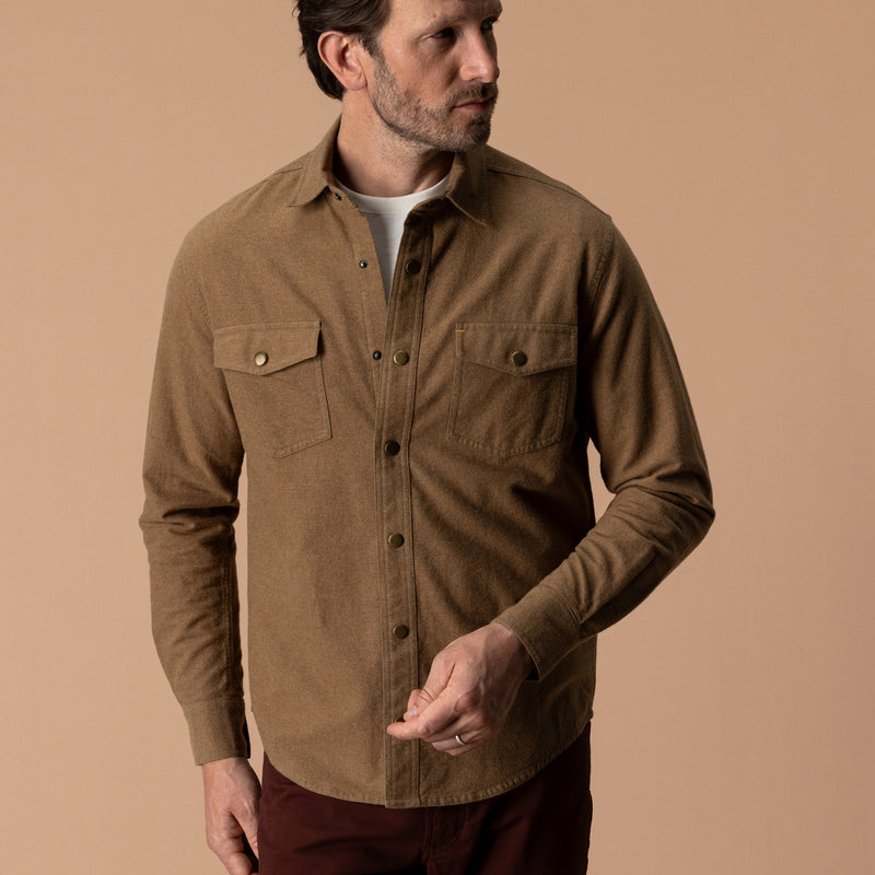 Brushed Canvas Snap Shirt - Pyne Solid - Bronze Brown