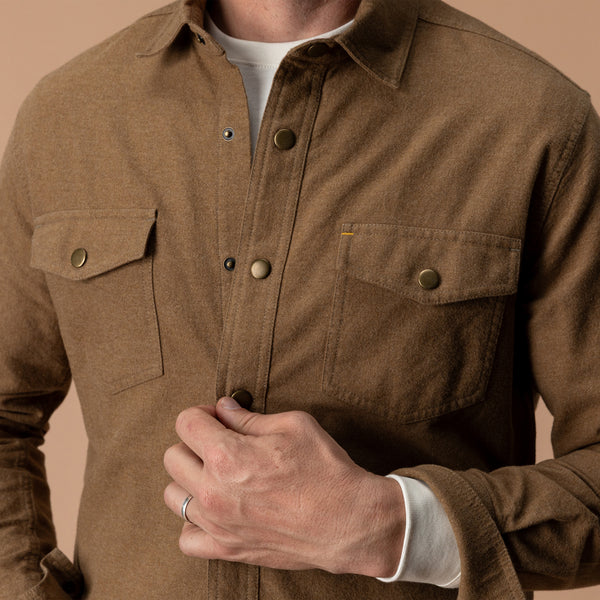 Brushed Canvas Snap Shirt - Pyne Solid - Bronze Brown
