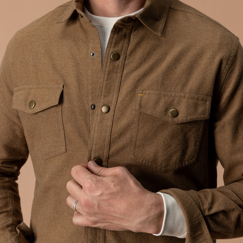 Brushed Canvas Snap Shirt - Pyne Solid - Bronze Brown