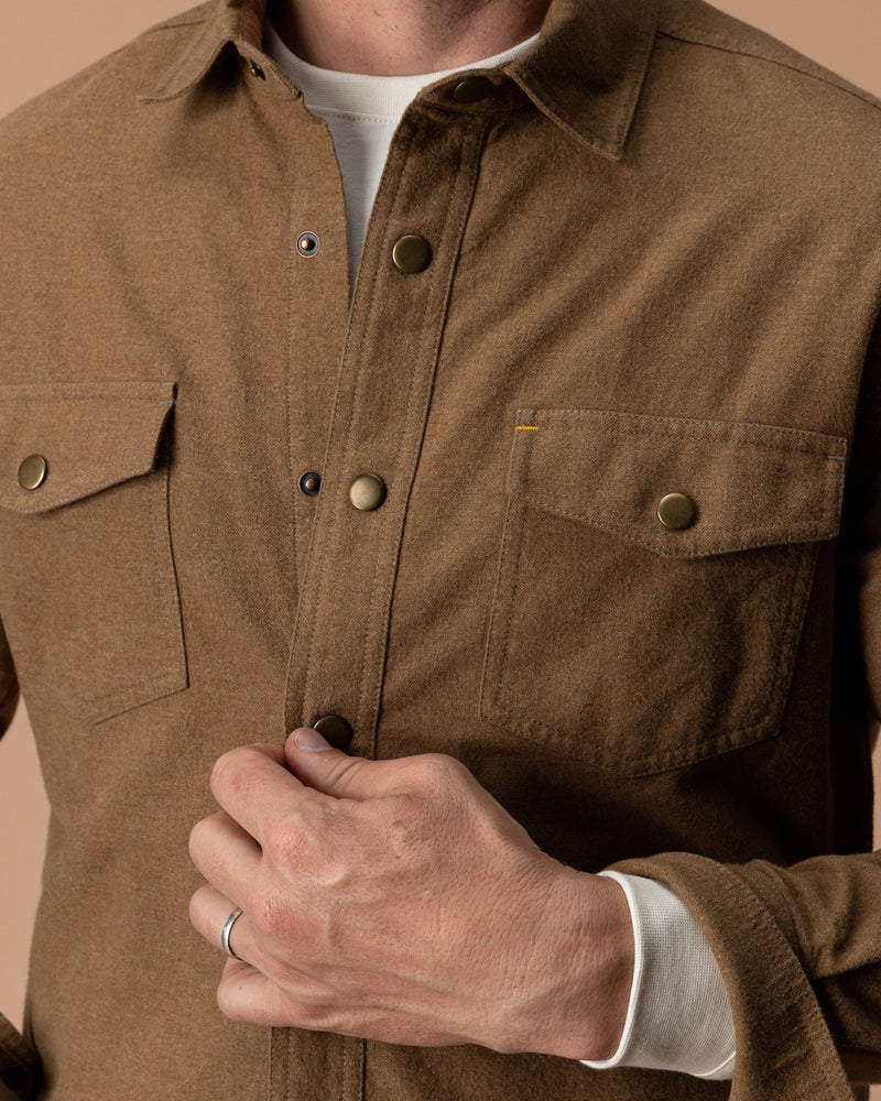 Brushed Canvas Snap Shirt - Pyne Solid - Bronze Brown
