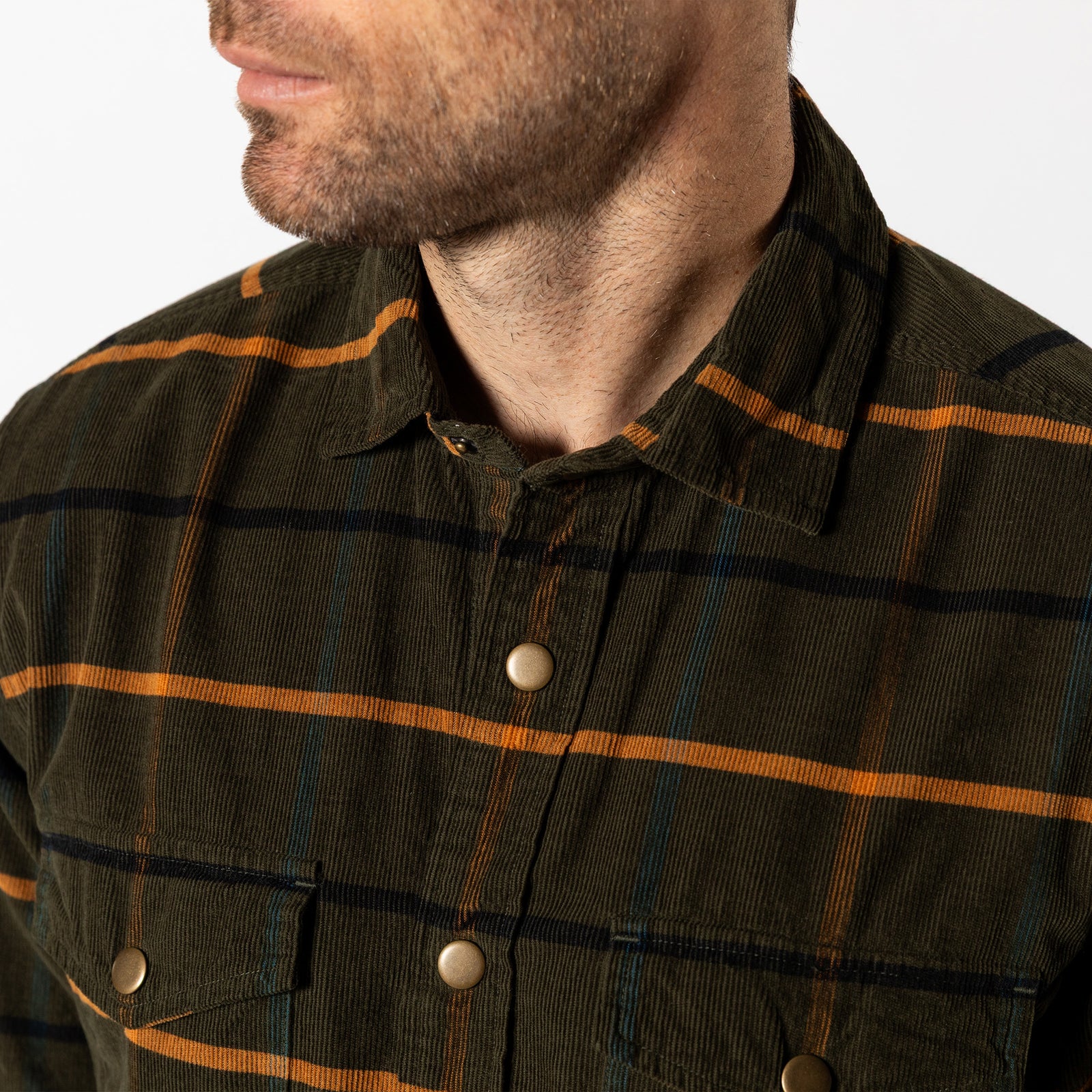 Corduroy Plaid Snap Shirt - Bankston Plaid - Deep Olive