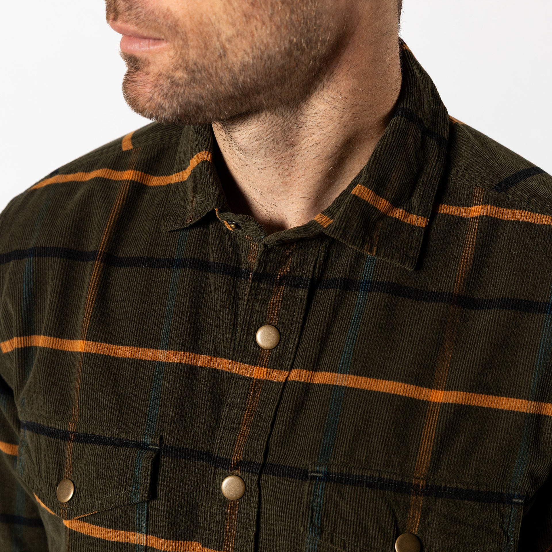 Corduroy Plaid Snap Shirt - Bankston Plaid - Deep Olive