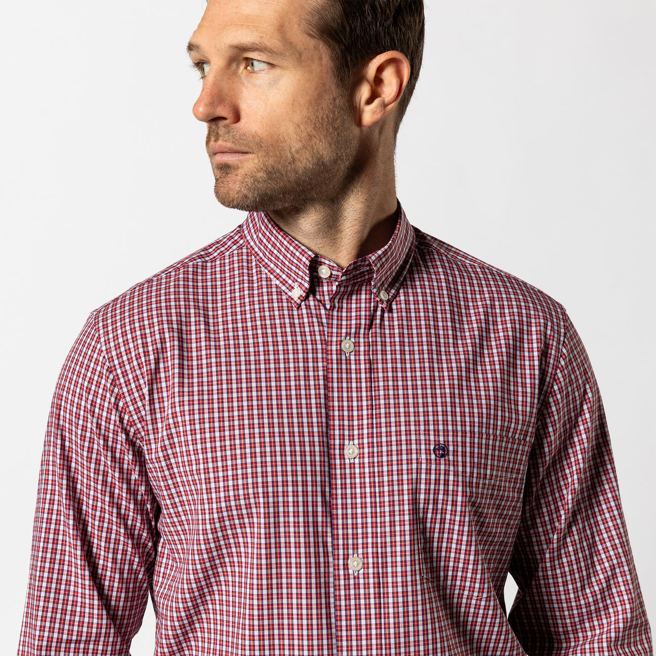 Performance Poplin Sport Shirt - Coker Plaid - Red