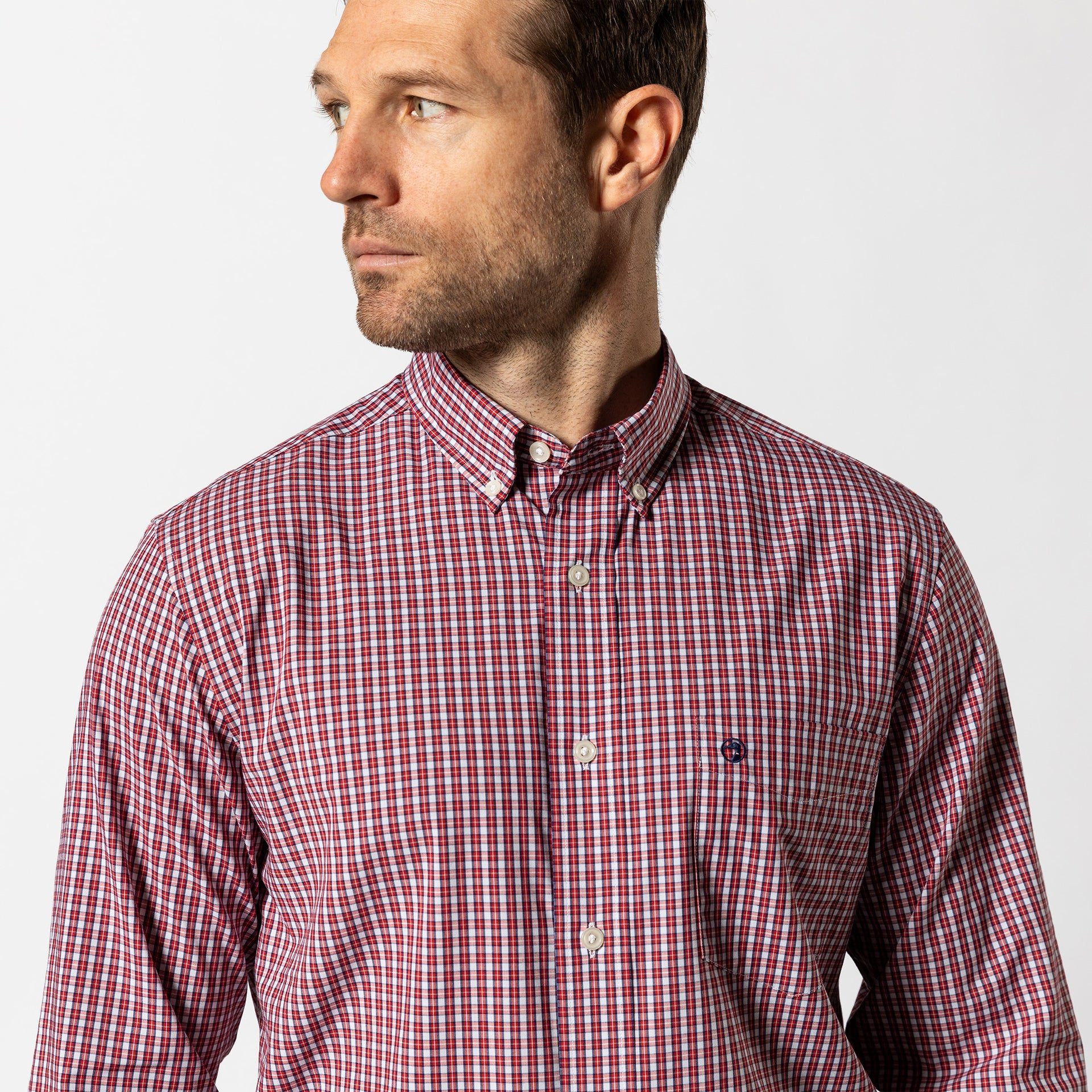 Performance Poplin Sport Shirt - Coker Plaid - Red