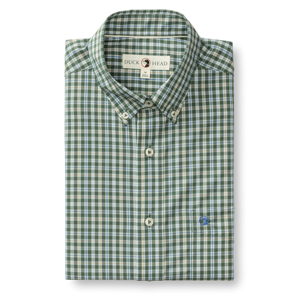 Performance Poplin Sport Shirt - Fallon Plaid - Duck Green