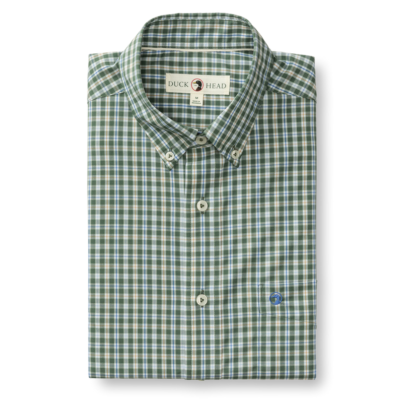 Performance Poplin Sport Shirt - Fallon Plaid - Duck Green