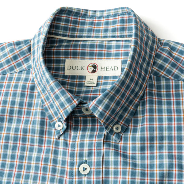 Performance Poplin Sport Shirt - Fallon Plaid - Teal Blue