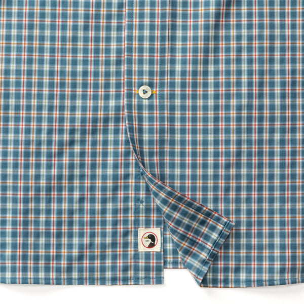 Performance Poplin Sport Shirt - Fallon Plaid - Teal Blue