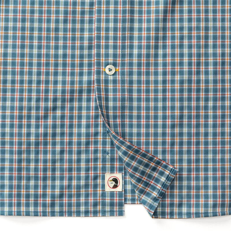 Performance Poplin Sport Shirt - Fallon Plaid - Teal Blue