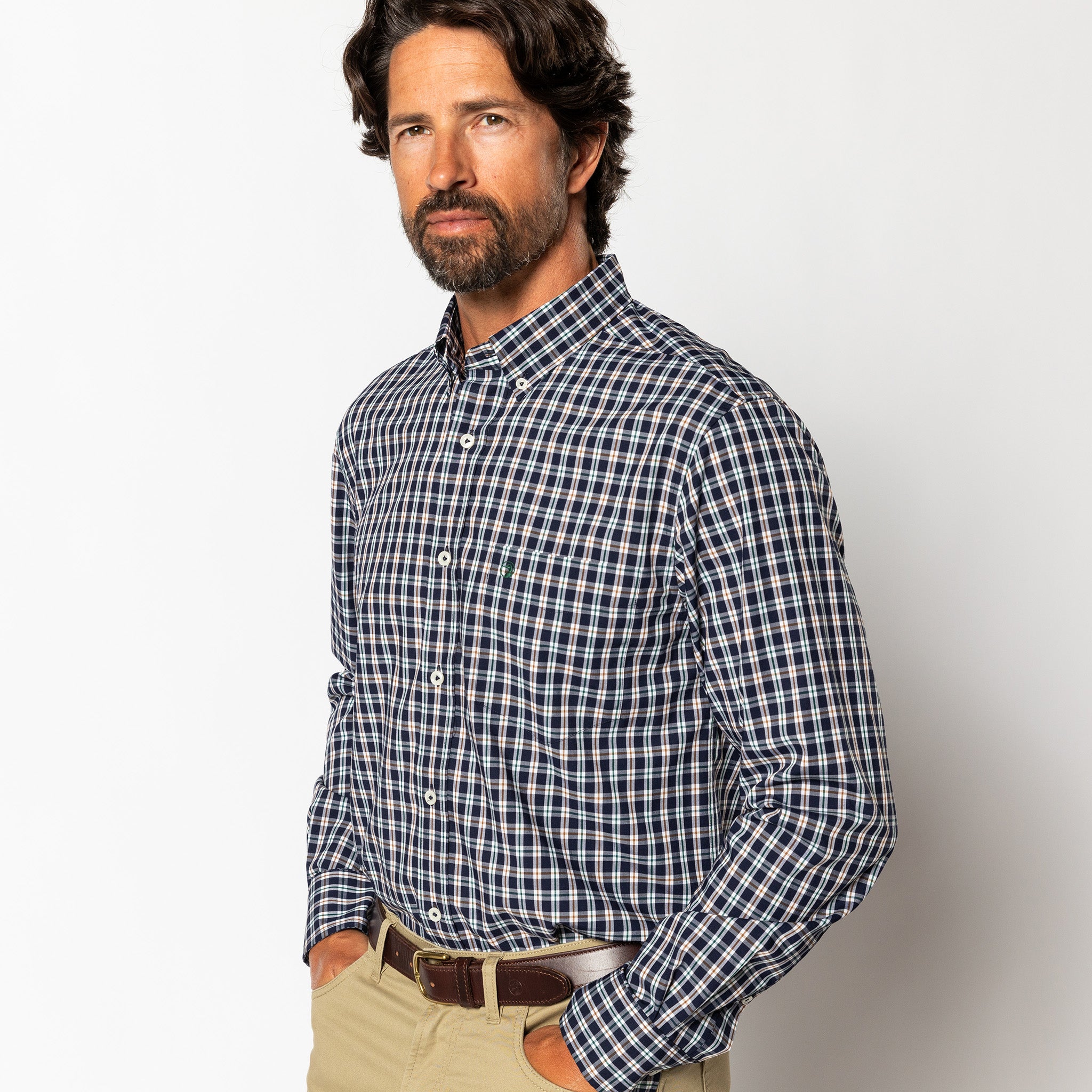 Performance Poplin Sport Shirt - Moseley Plaid - Maritime Blue