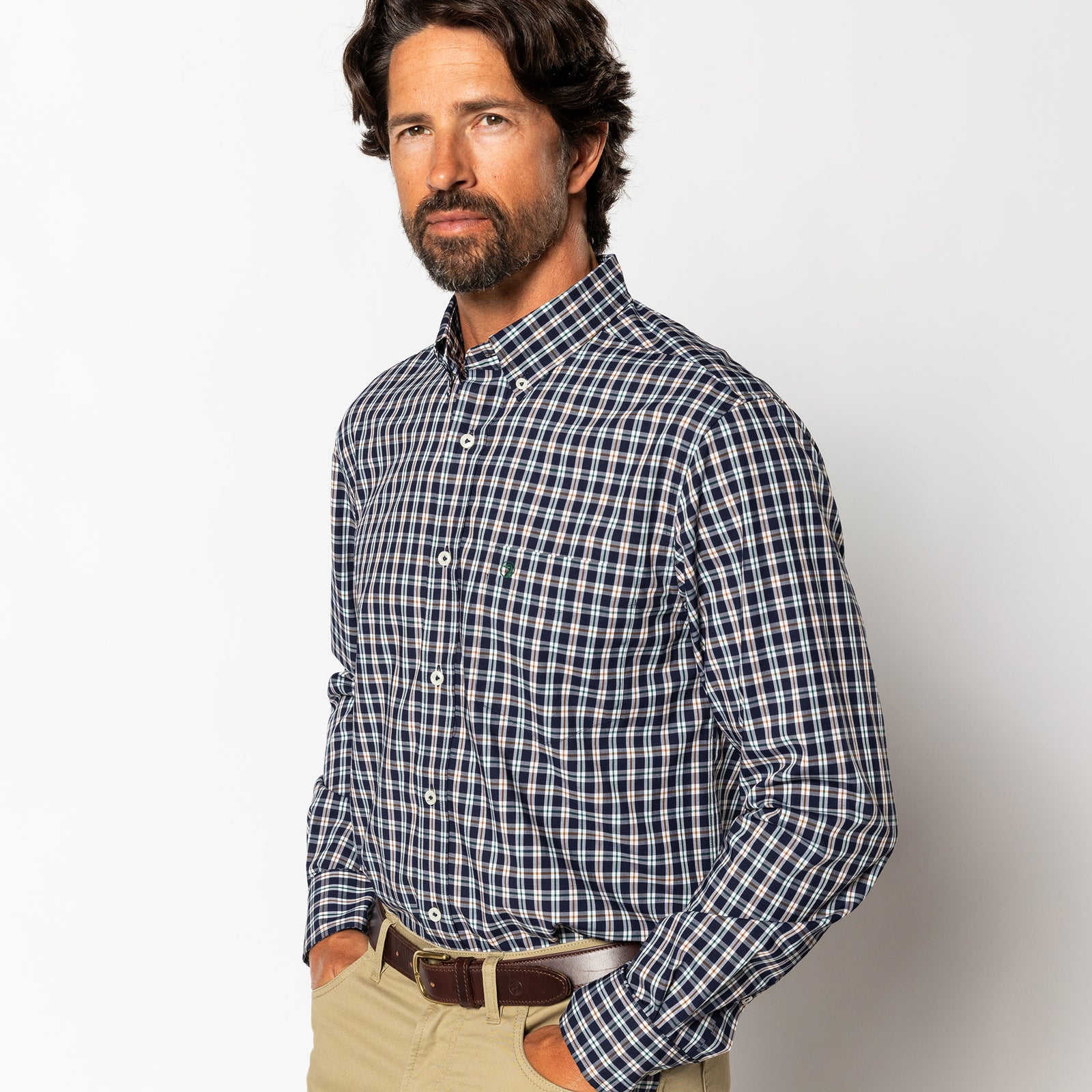 Performance Poplin Sport Shirt - Moseley Plaid - Maritime Blue