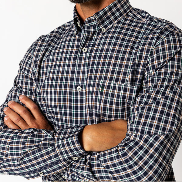 Performance Poplin Sport Shirt - Moseley Plaid - Maritime Blue
