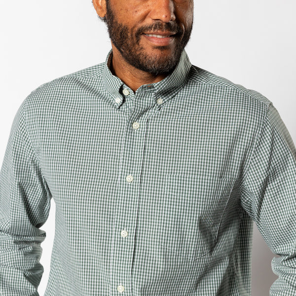 Cotton Cashmere Poplin Sport Shirt - Bolton Plaid - Duck Green