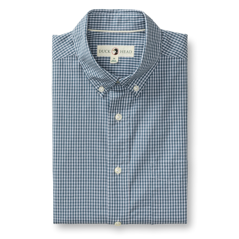 Cotton Cashmere Poplin Sport Shirt - Bolton Plaid - Teal Blue
