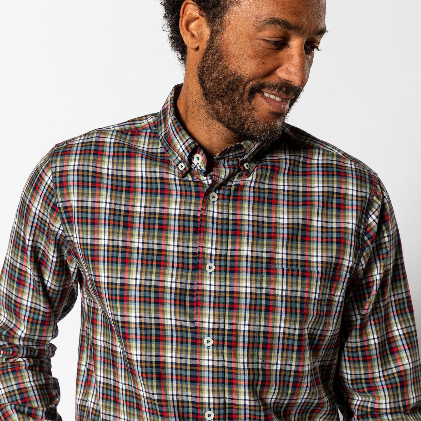 Cotton Twill Sport Shirt - Baley Plaid - Maritime Blue