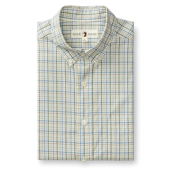 Cotton Twill Sport Shirt - Cooper Plaid - Lake Blue