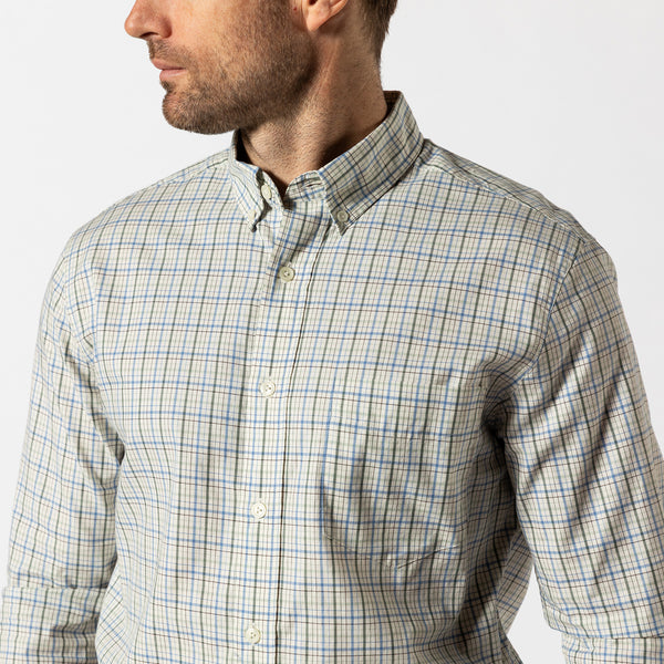 Cotton Twill Sport Shirt - Cooper Plaid - Lake Blue