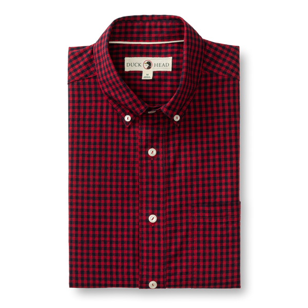 Cotton Slub Sport Shirt - Kimball Plaid - Rio Red