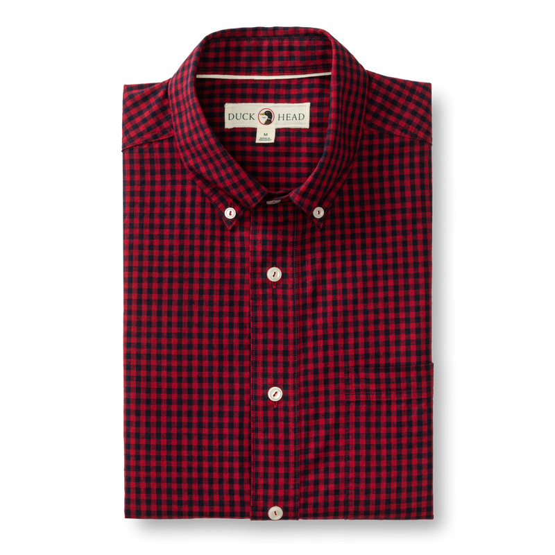 Cotton Slub Sport Shirt - Kimball Plaid - Rio Red
