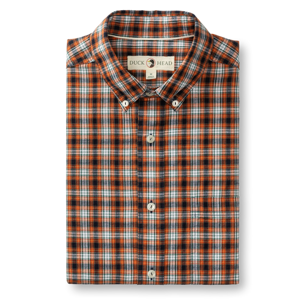Cotton Slub Sport Shirt - Webber Plaid - Burnt Brick