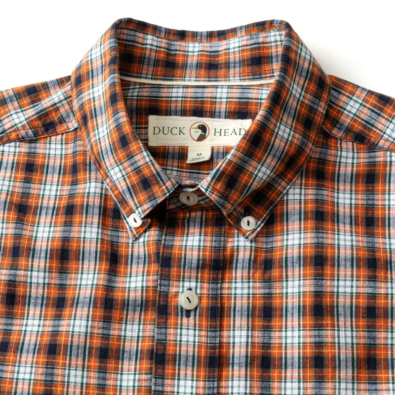 Cotton Slub Sport Shirt - Webber Plaid - Burnt Brick