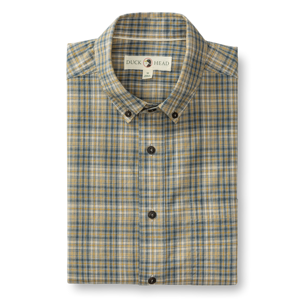 Cotton Slub Sport Shirt - Croft Plaid - Orion Blue